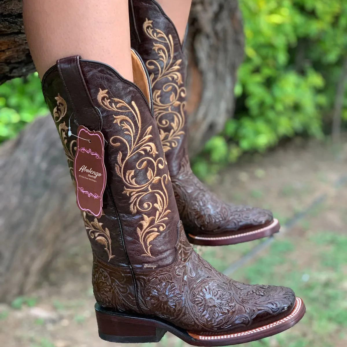 Leather cowgirl boots on hot sale sale