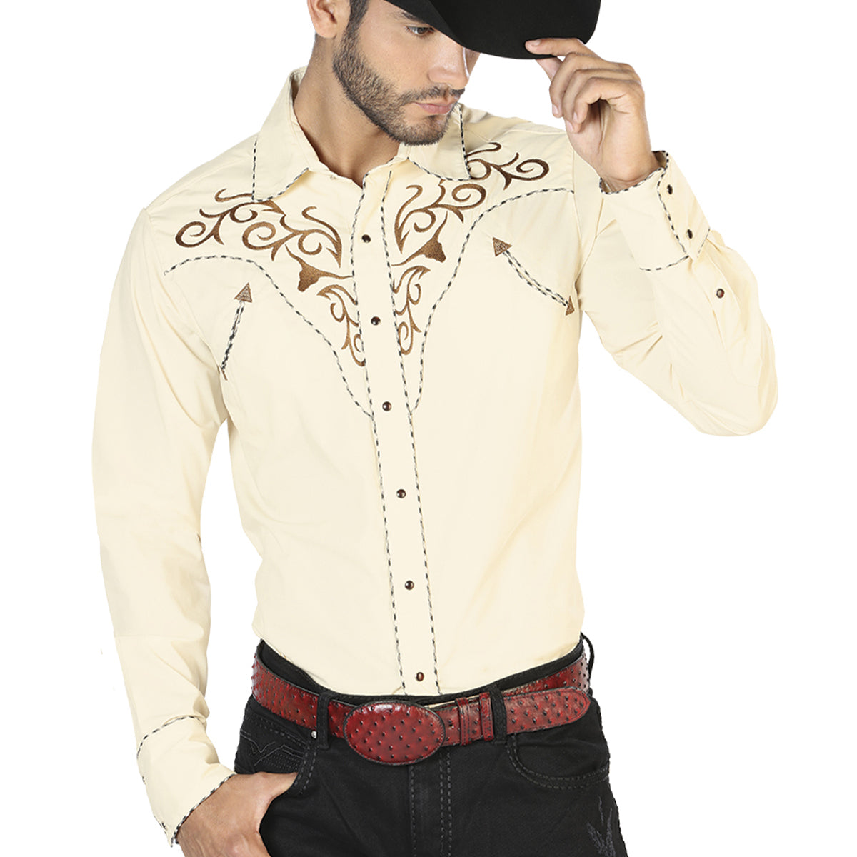 Camisa vaquera beige new arrivals