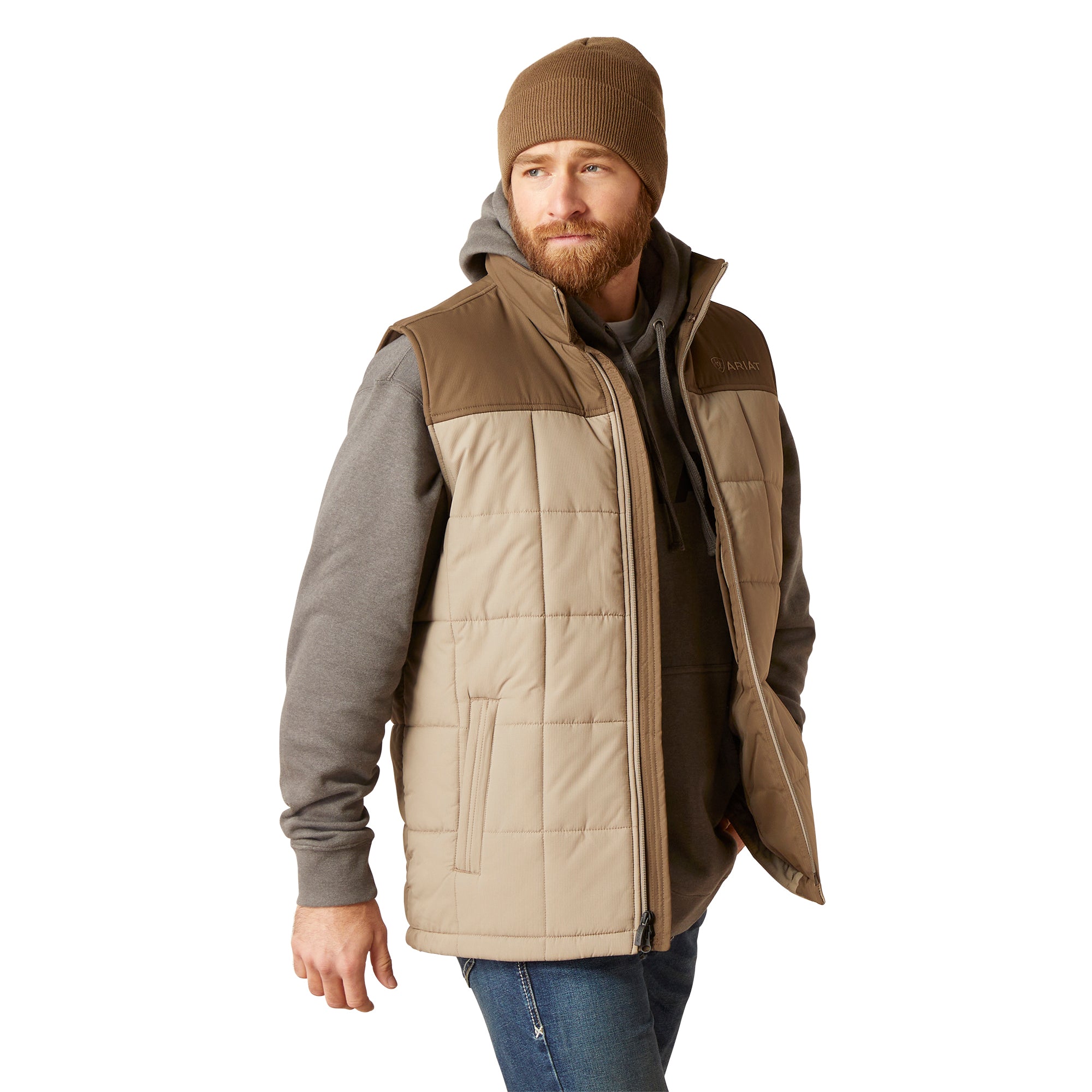 Insulated vest outlet with hood