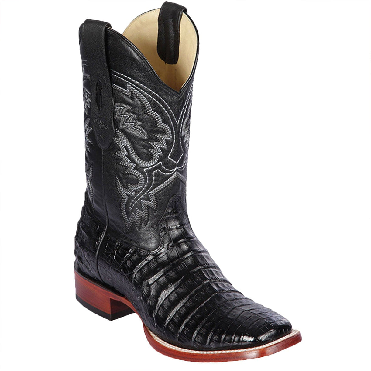 Black caiman hot sale boots square toe