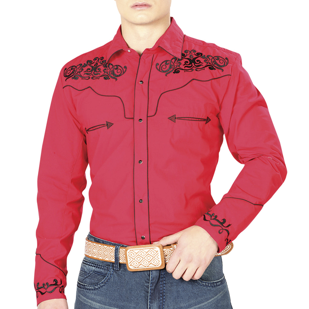 Mens red hot sale western shirt