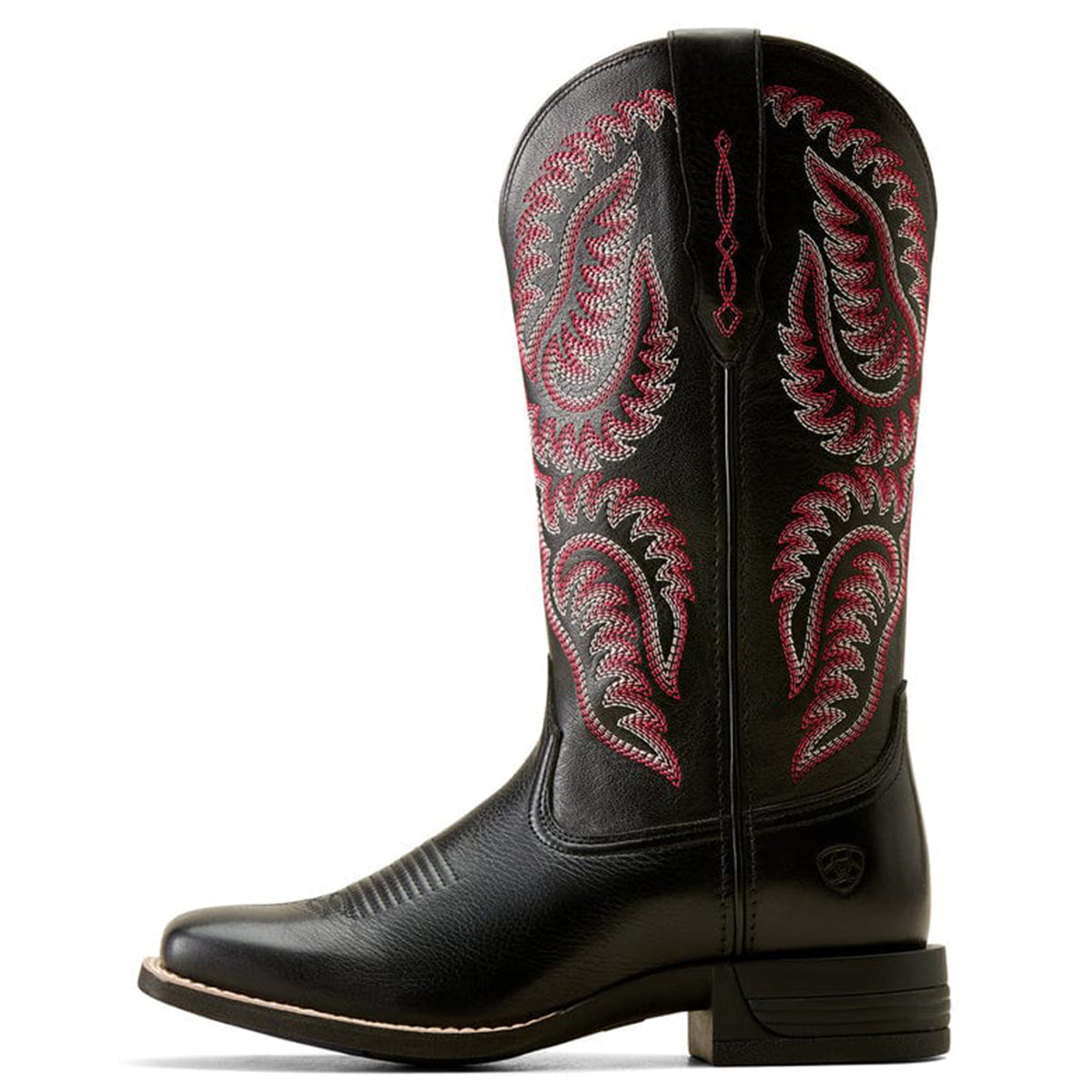 Ariat Black square toe boots side view