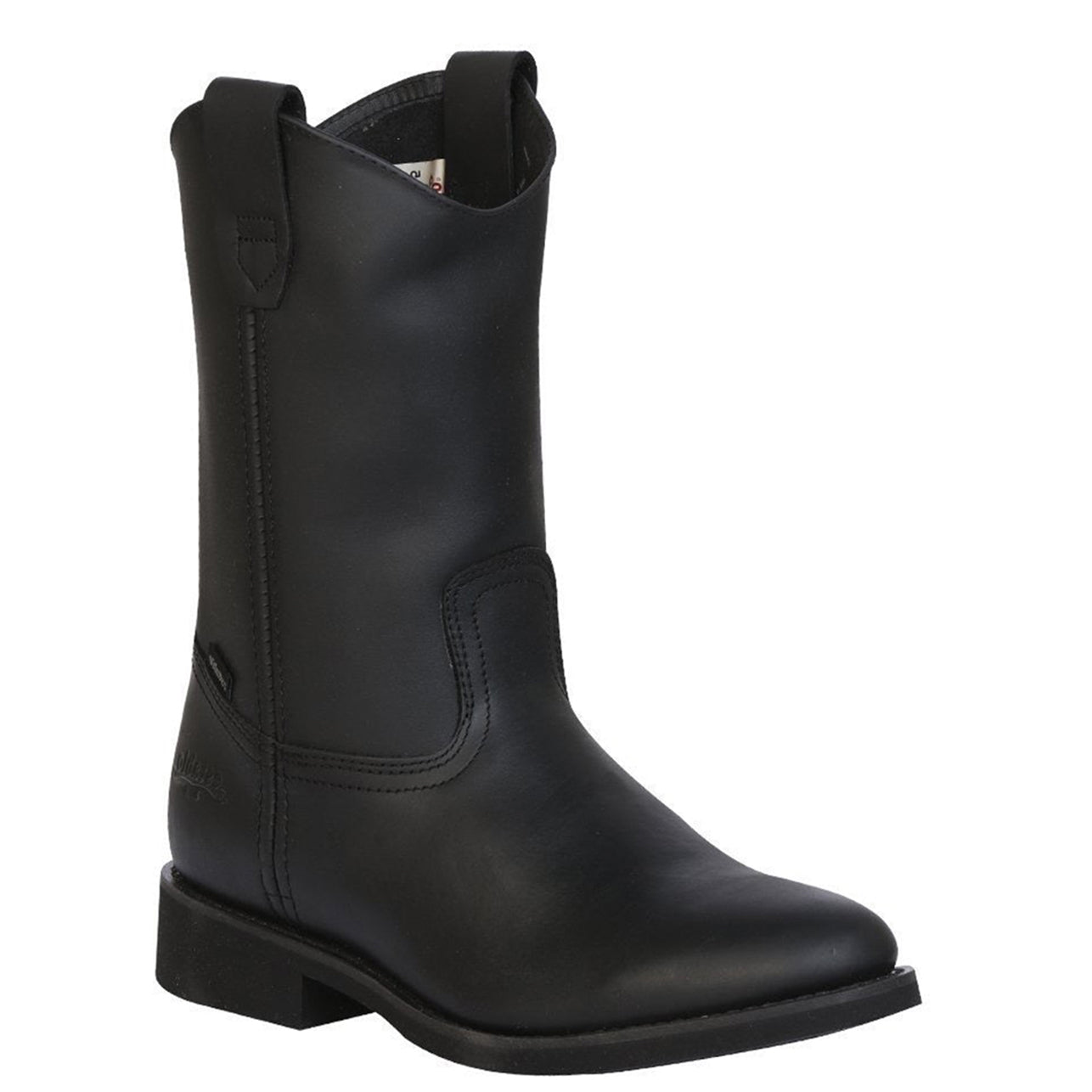 Round toe black work boot