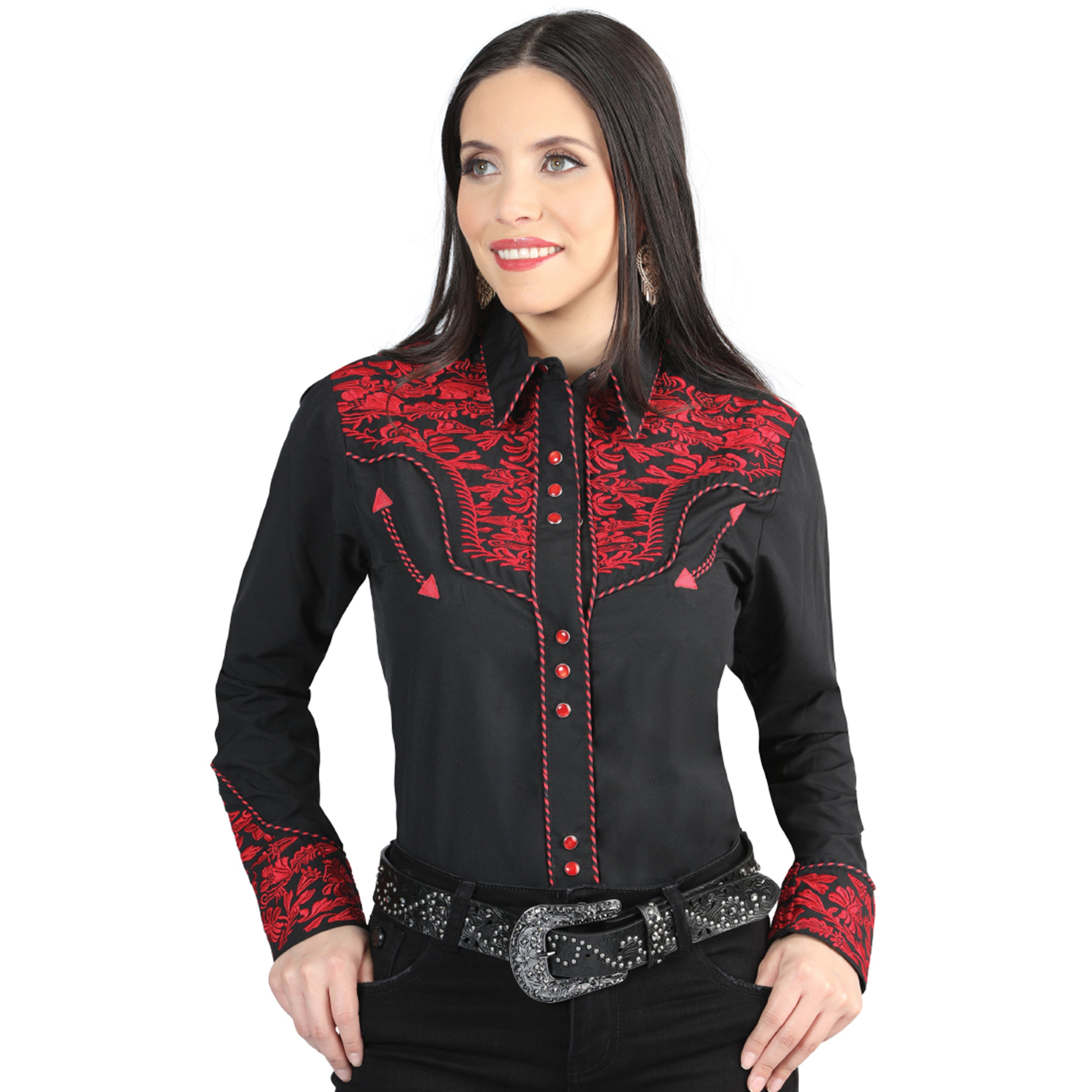 Ladies Black Western Shirt Small Black