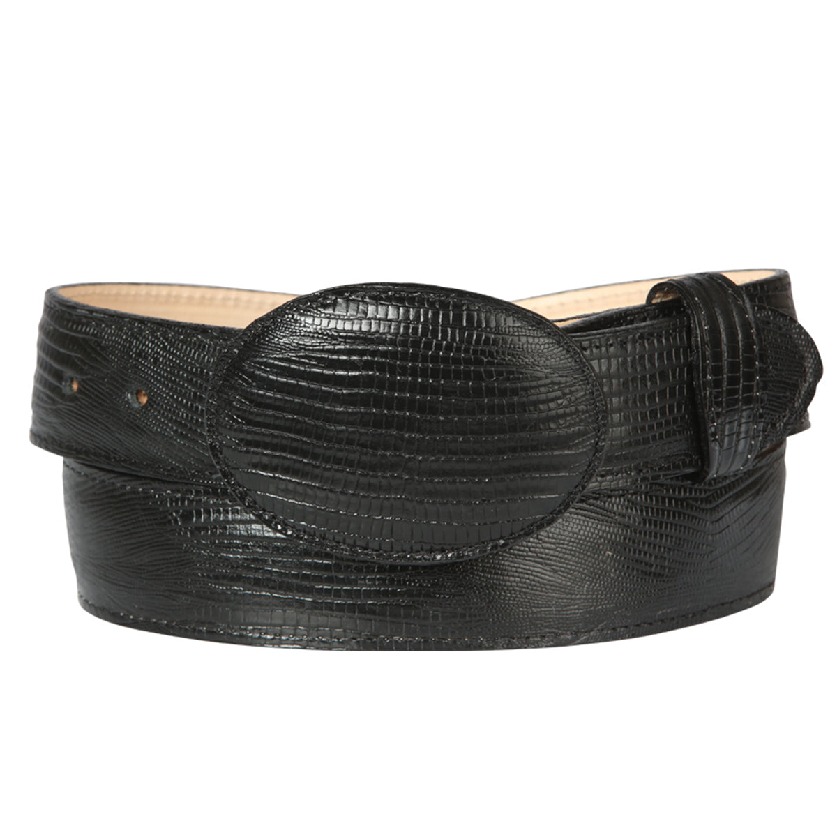 Black Printed Lizard Belt