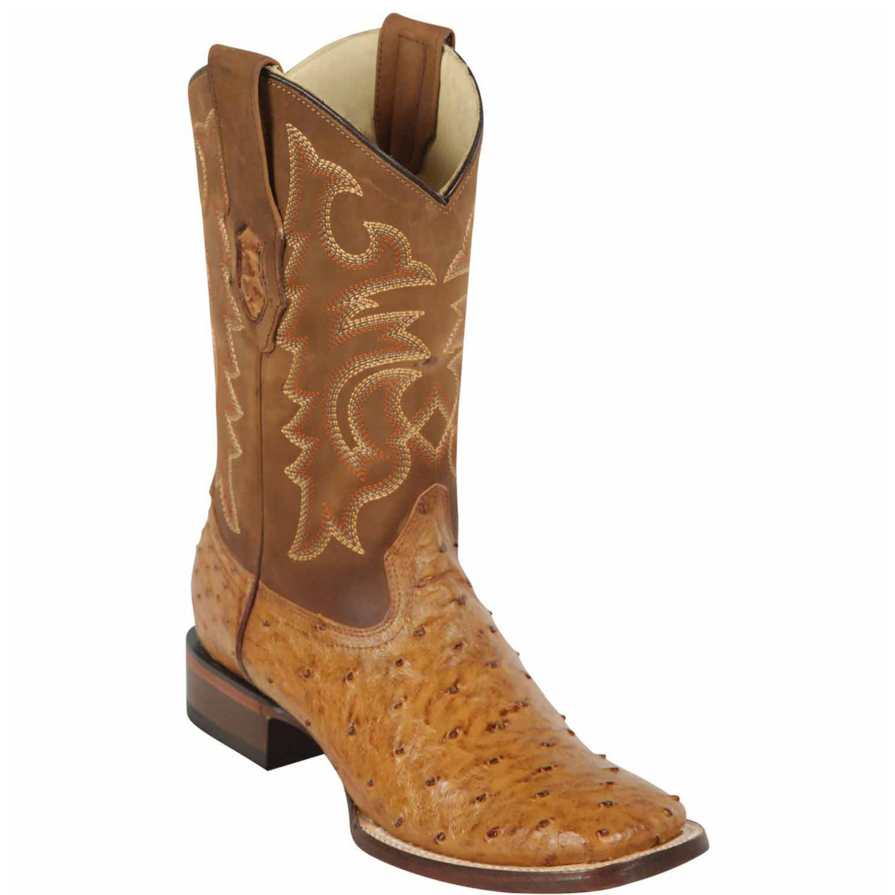 Amber Ostrich Square Toe Boot