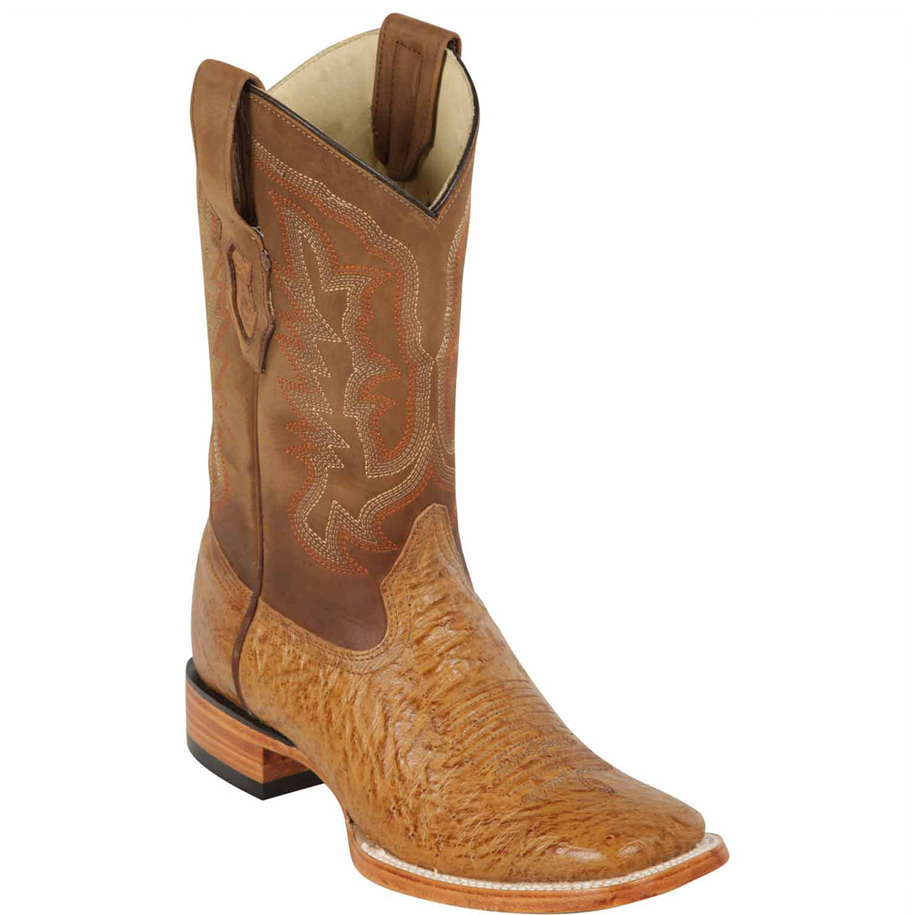 Amber Smooth Ostrich Square Toe Boot