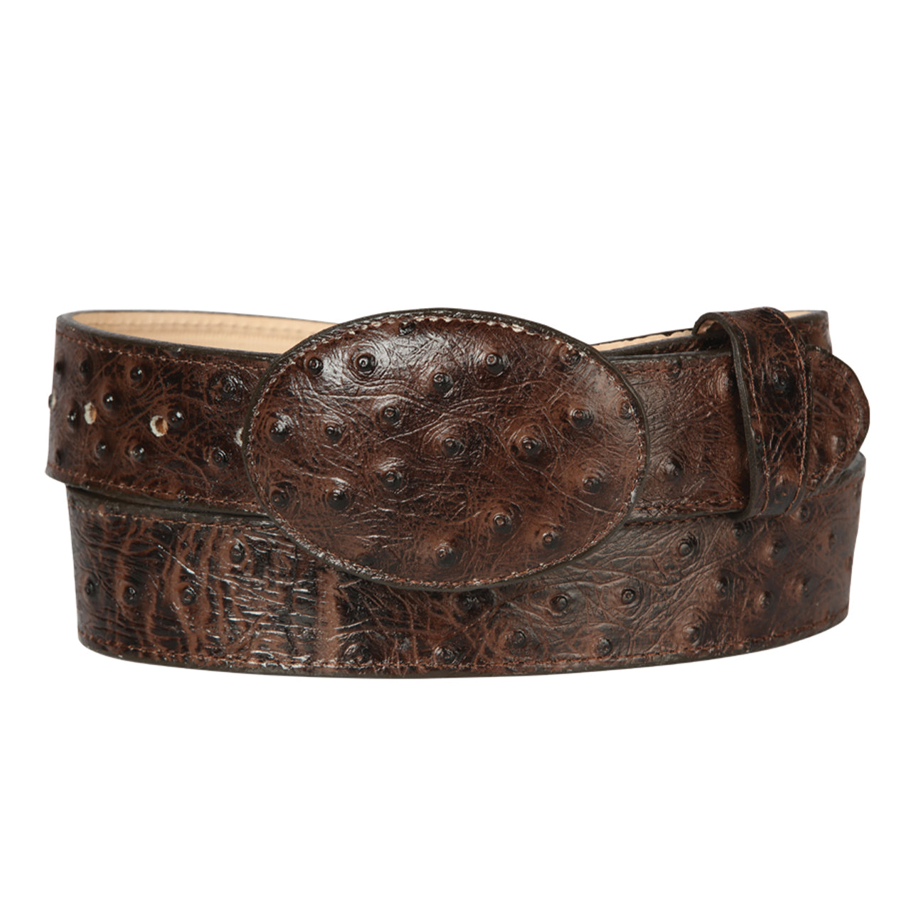 Brown Ostrich Print Belt