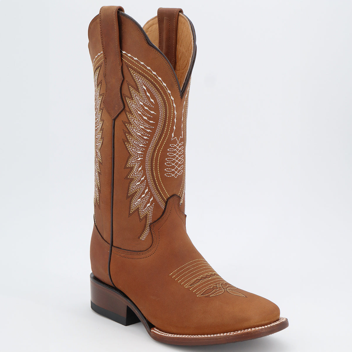 Women's brown square toe boots
