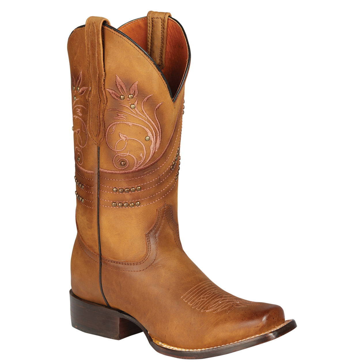 Brown square toe cowgirl boot