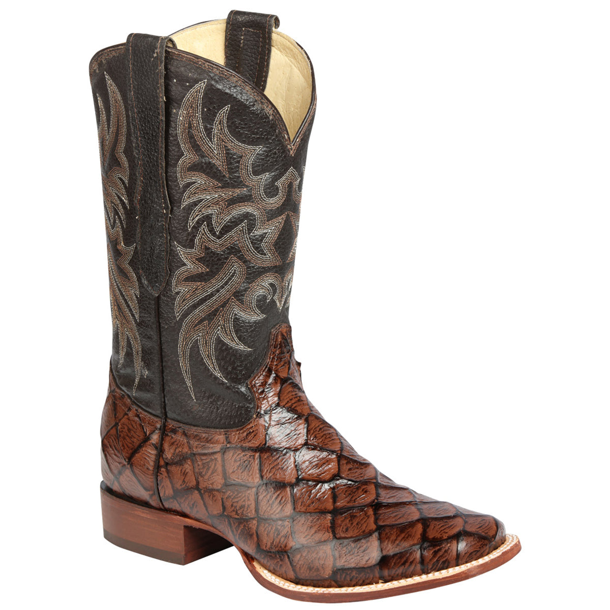 Pirarucu Print Square Toe Boot