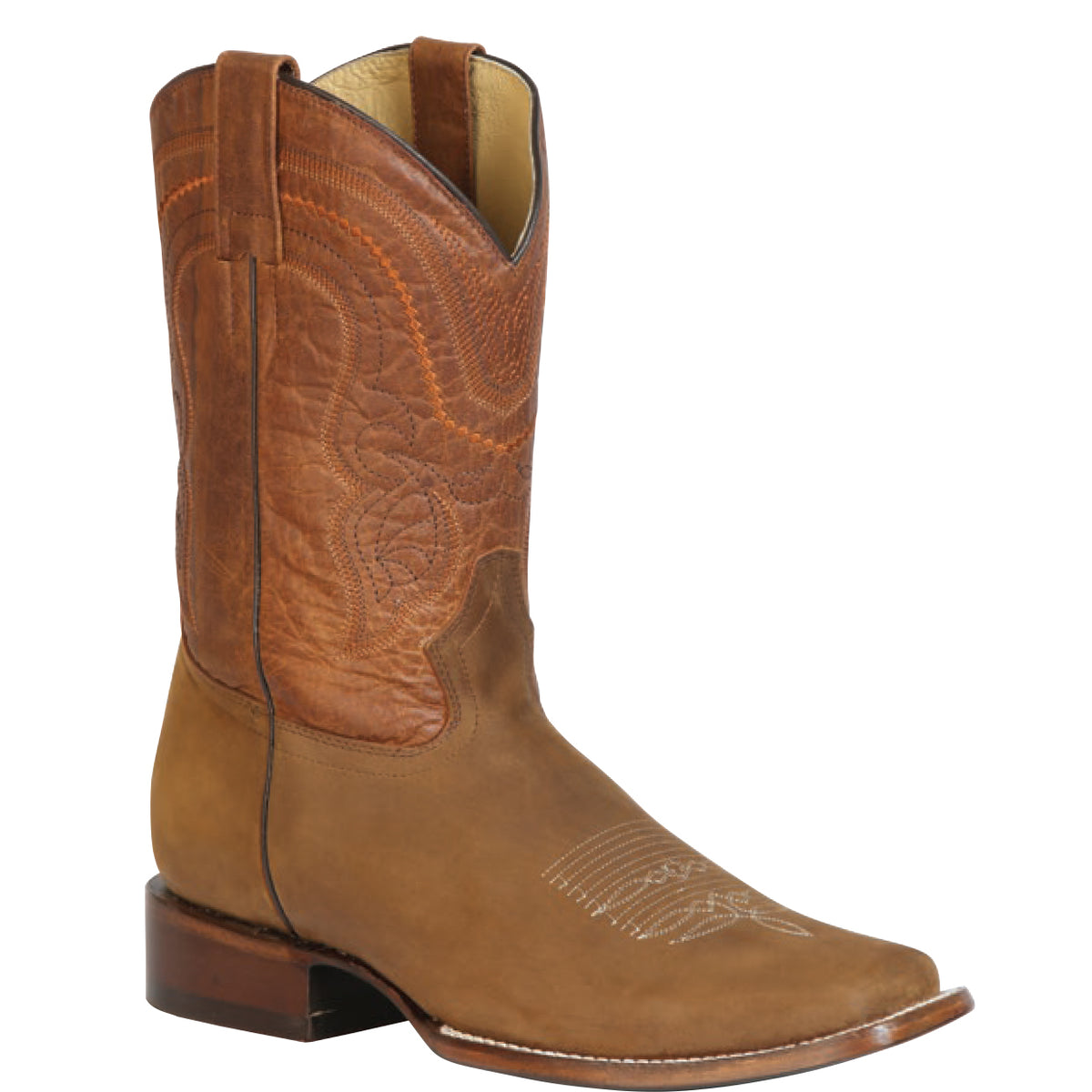 El General Tan Square Toe Cowboy Boots