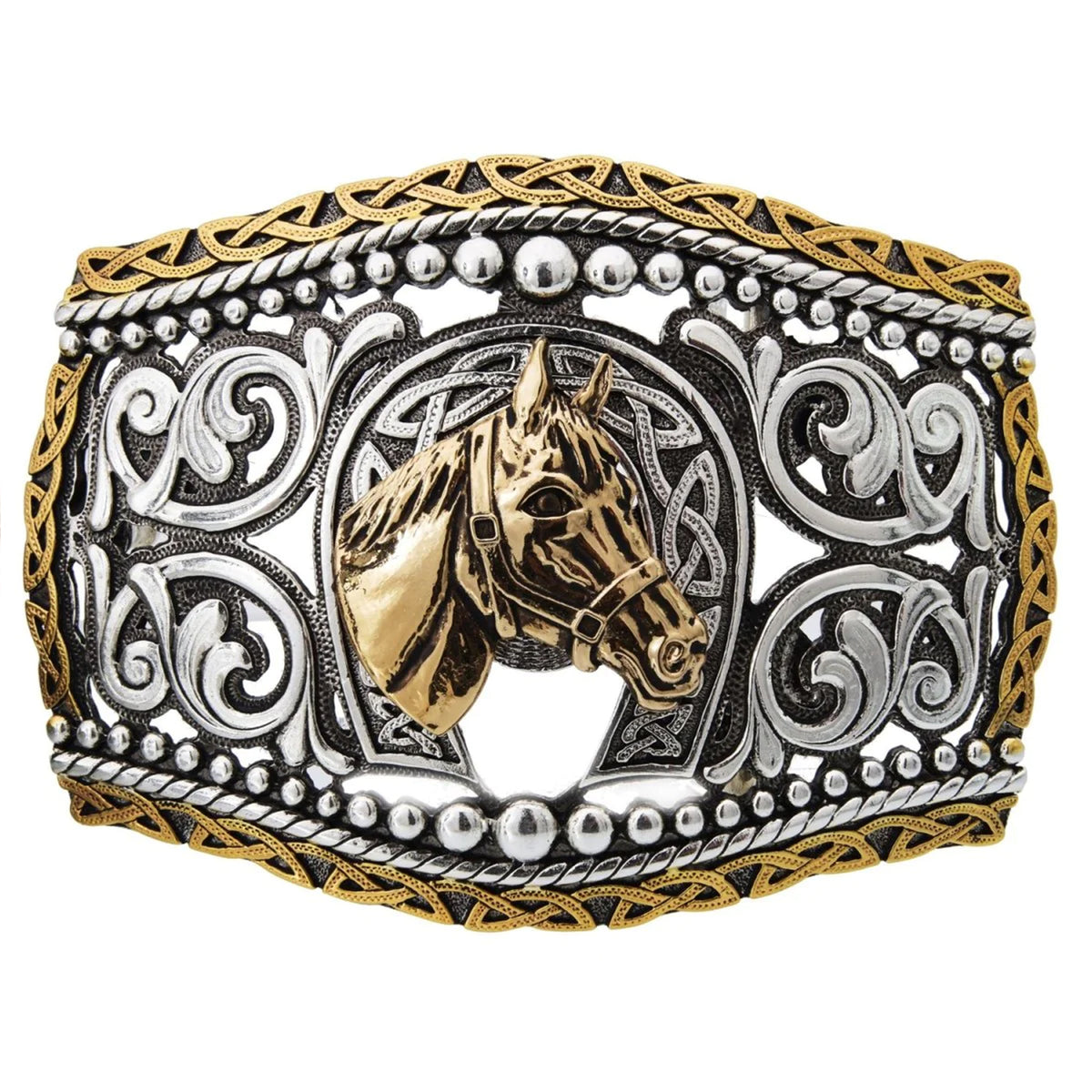 Horseshoe With Horse Belt Buckle