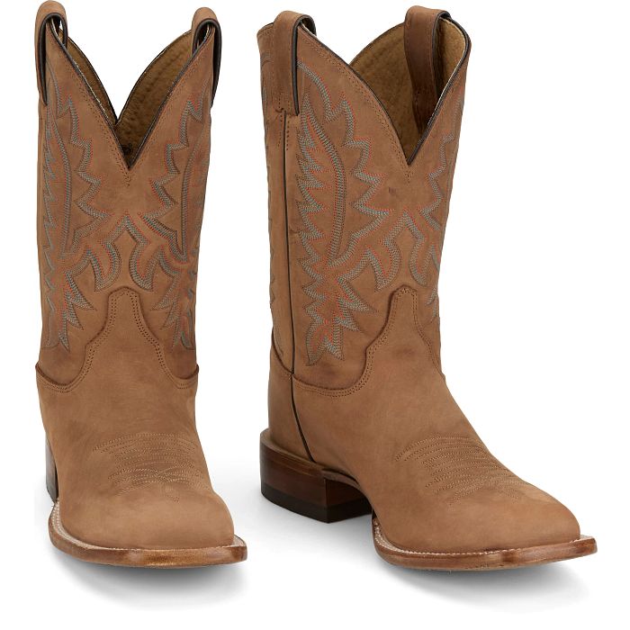 Pair of Rancho square toe boots from Justin