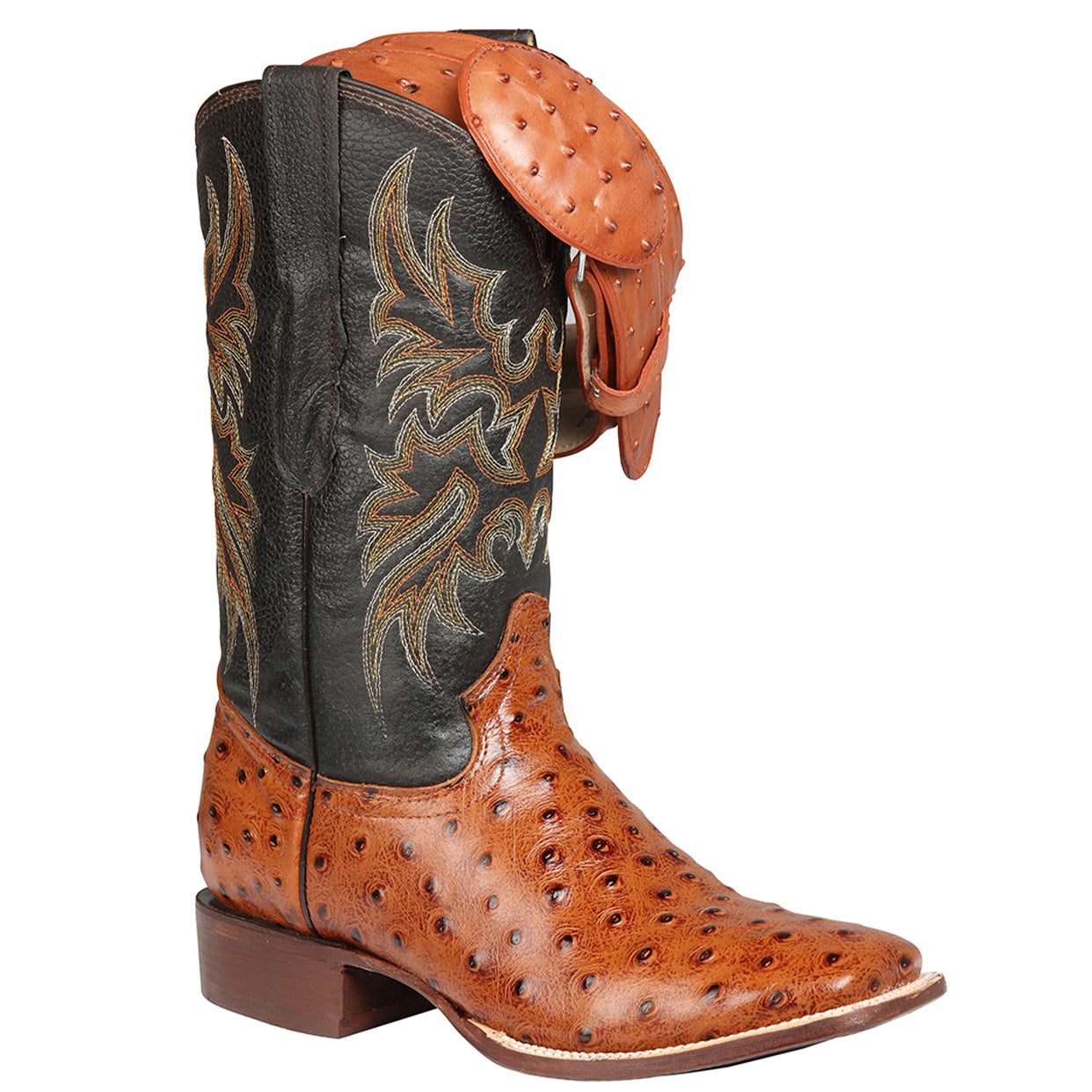 Brown ostrich print boots