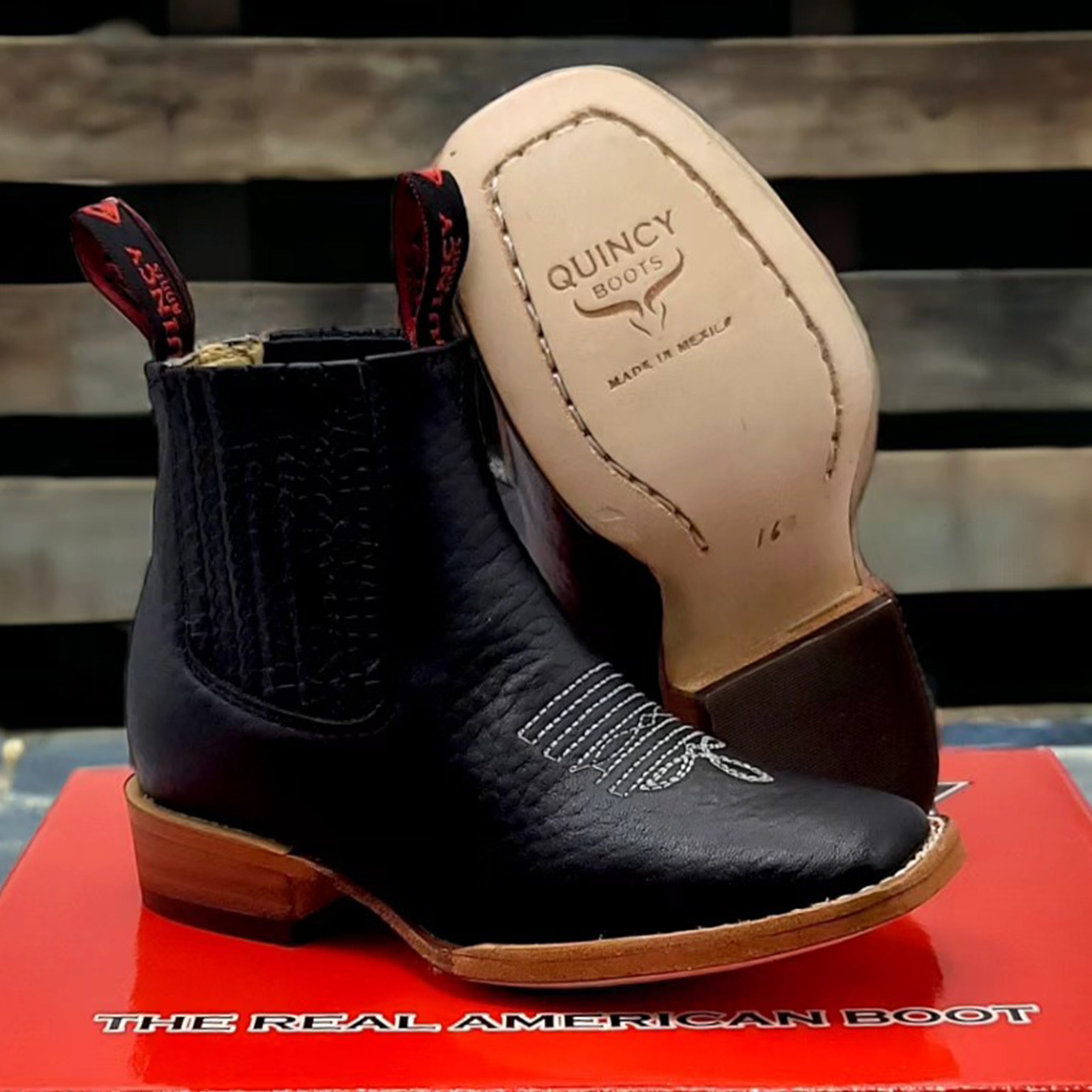 Kid Rodeo Cheville Charro Boot Botin Cuadrado Para Ni o