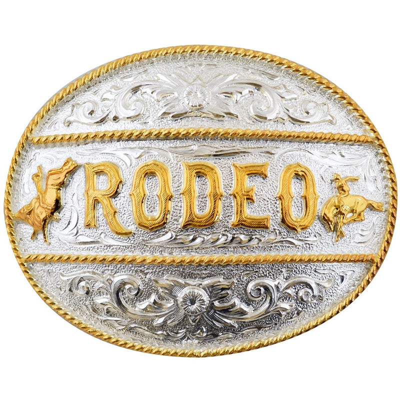 WESTERN HORSE HORSESHOE GOLDEN COWBOY RODEO BELT BUCKLE