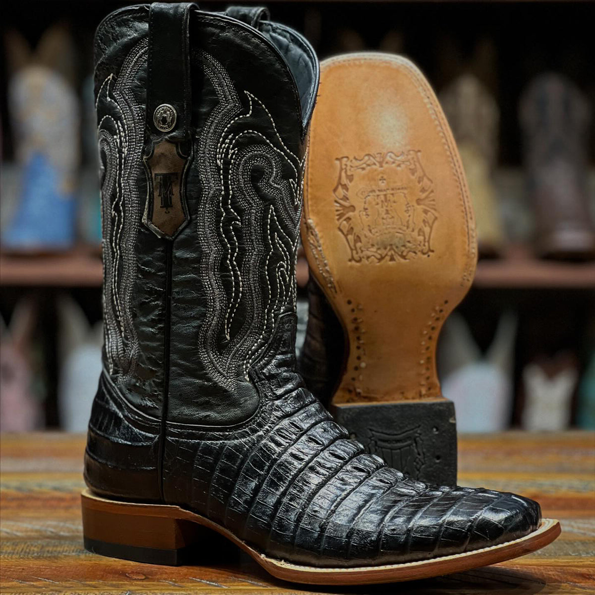 Mens Printed Caiman Tail Boots