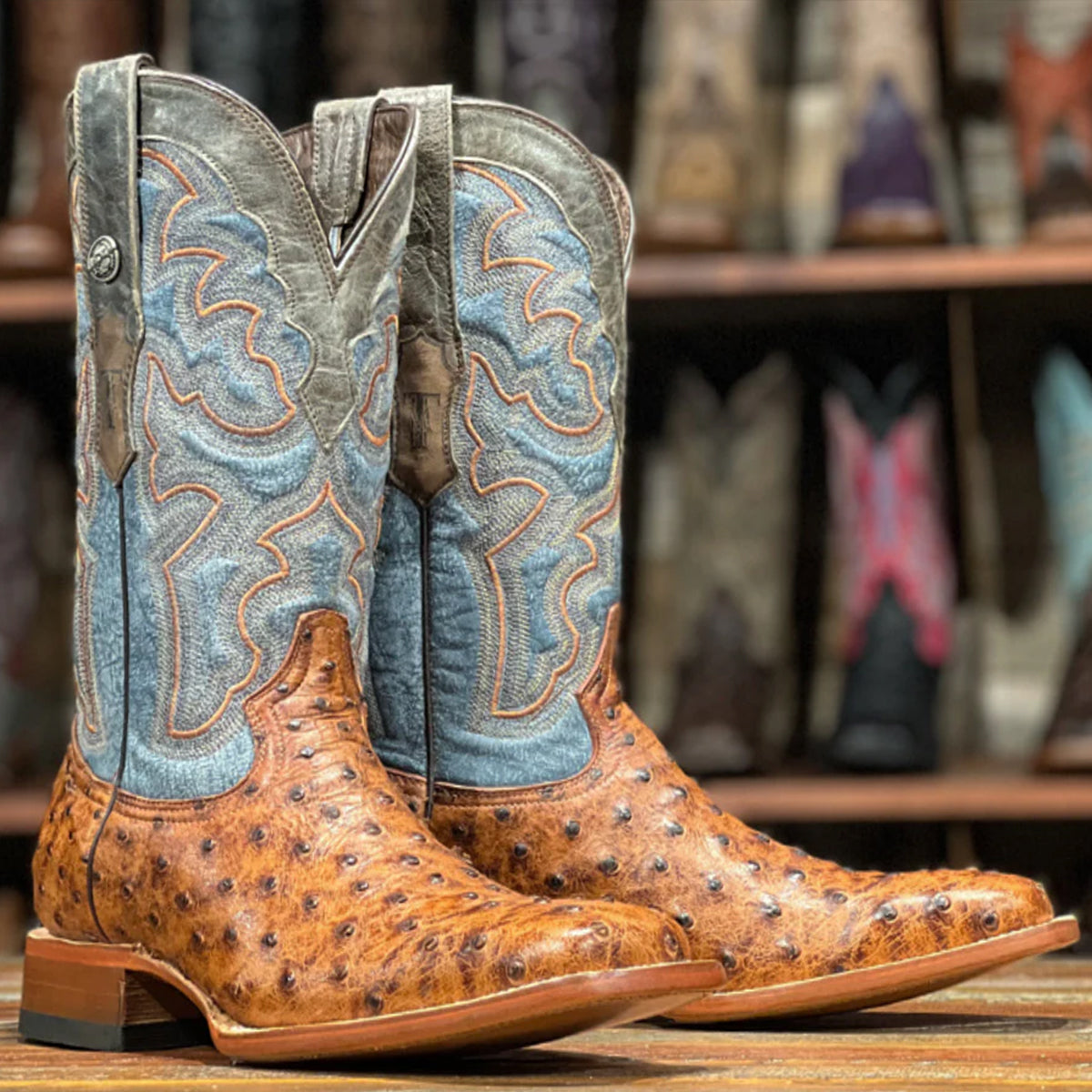 Printed ostrich boots 
