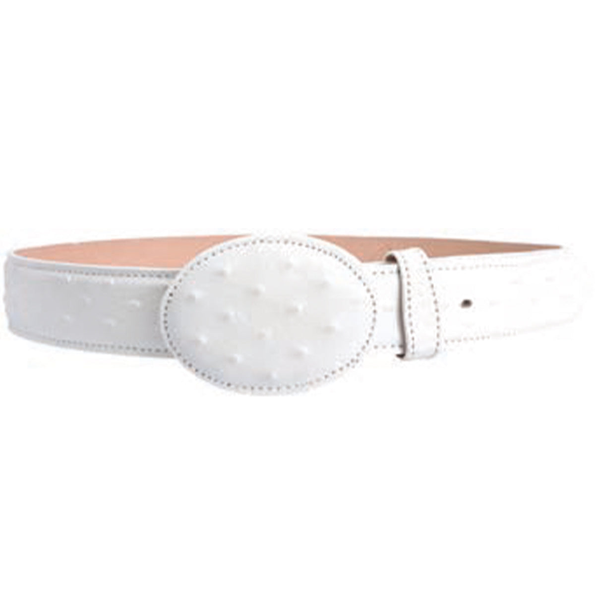 White Ostrich Print Belt