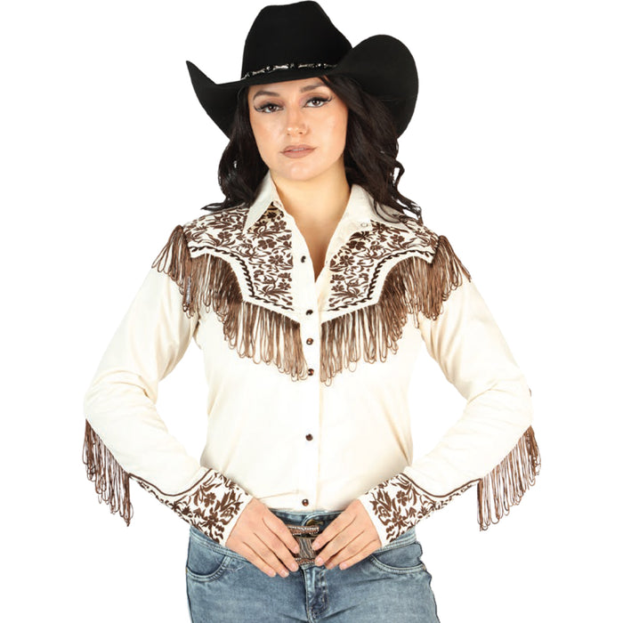 El General Beige Cowgirl Tops With Fringe