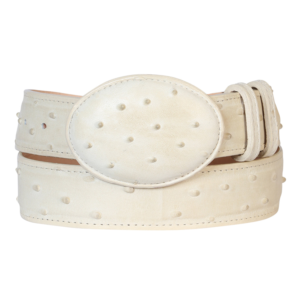 Bone White Ostrich Print Belt