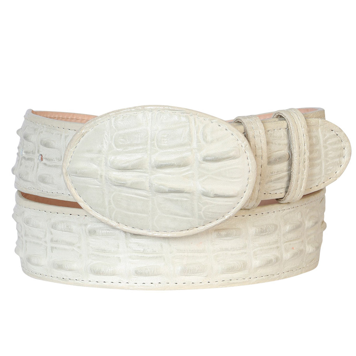 white Croc Print Belt