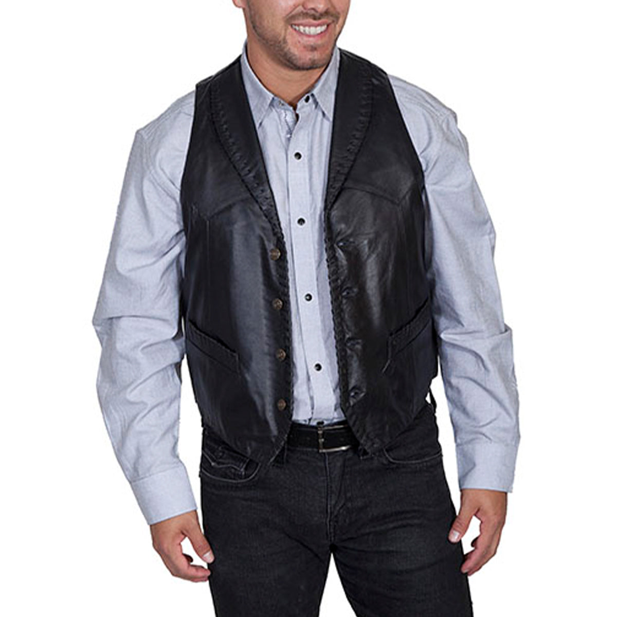 Scully black cowboy vest mens 