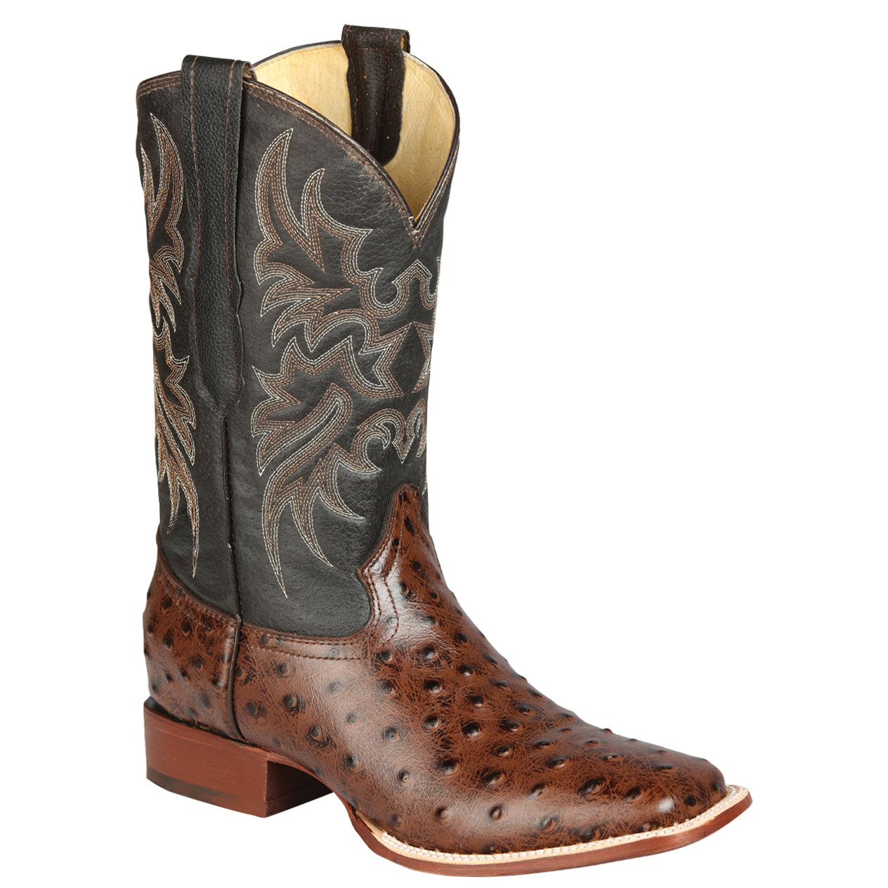 Brown Ostrich Print Boot