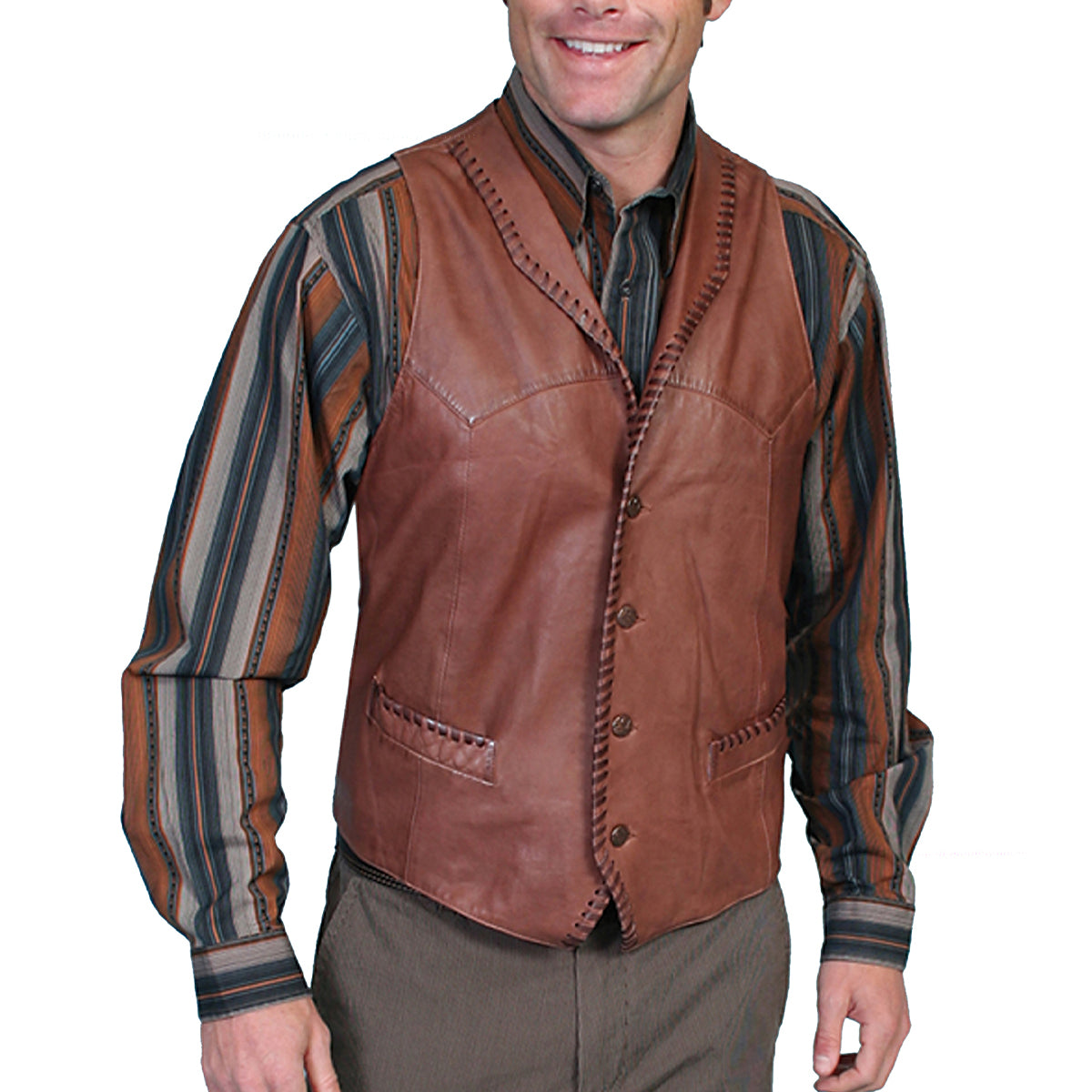 Scully leather western vest mens tan
