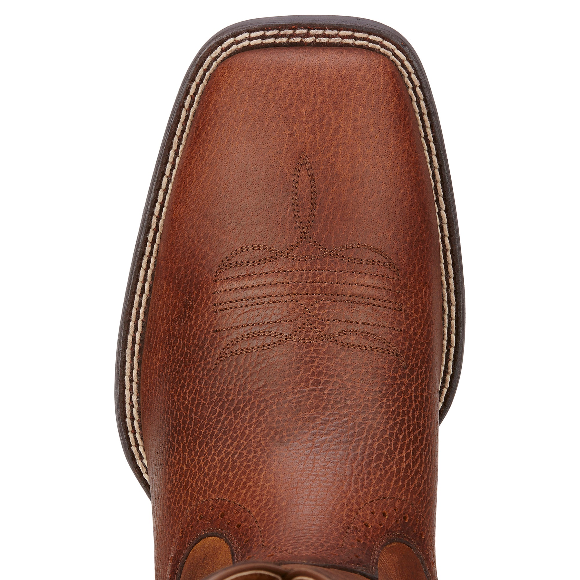 View of square toe profile of Ariat Sport Western Boots Fiddle Brown