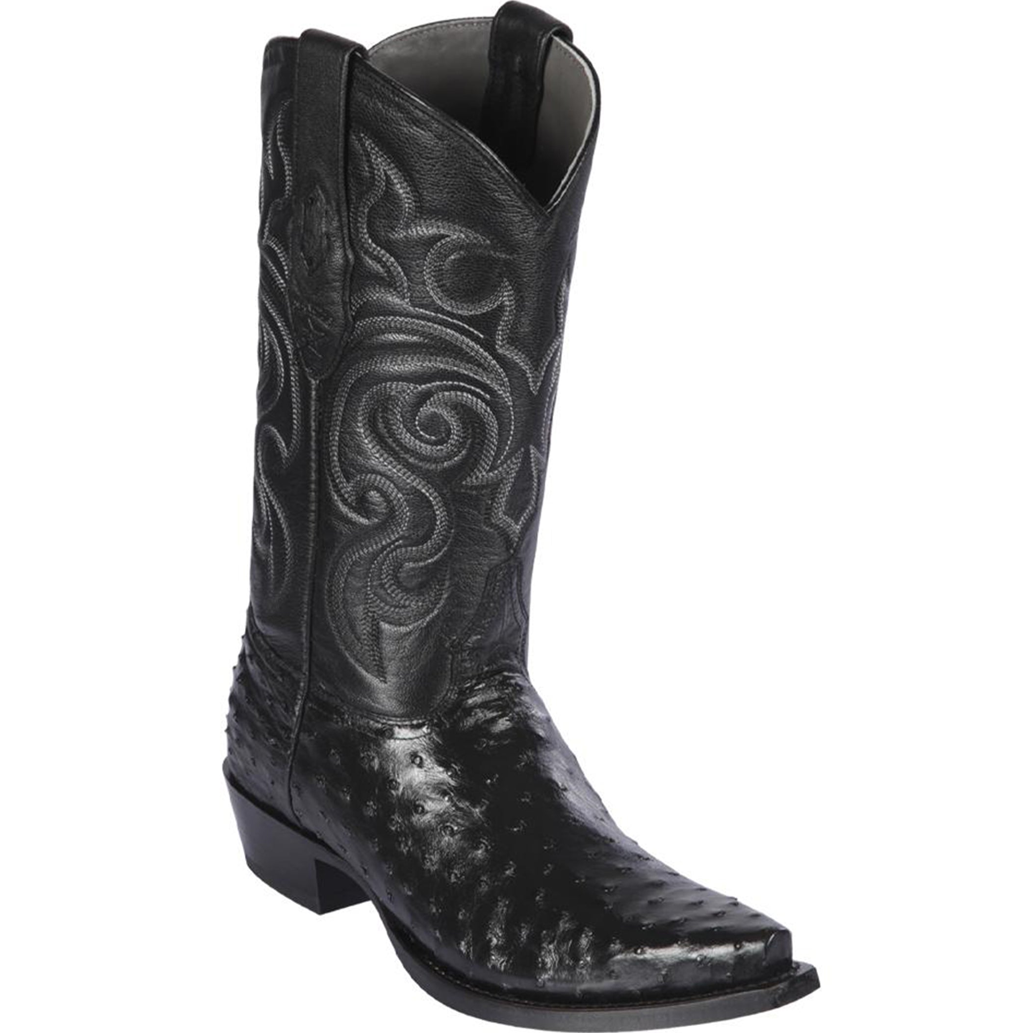 Genuine Ostrich Leather Cowboy Boots All Black
