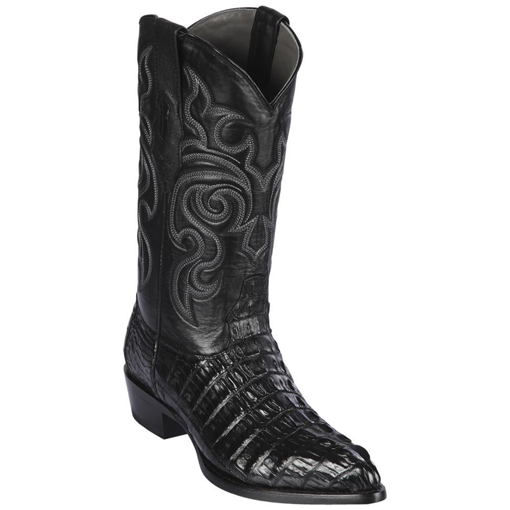 Los Altos Boots - Black Caiman Tail Cowboy Boots